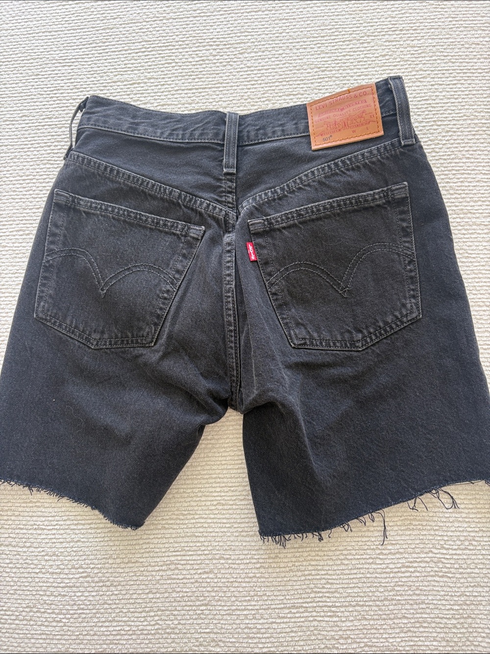 Levi's Black High-Rise Distressed Denim Shorts - Picture 3 of 3